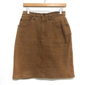 Vintage Jordache Tan Midi Denim Skirt